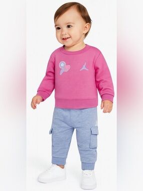 Jordan kids' sweatshirt and cargo joggers tracksuit set cobalt bliss heather